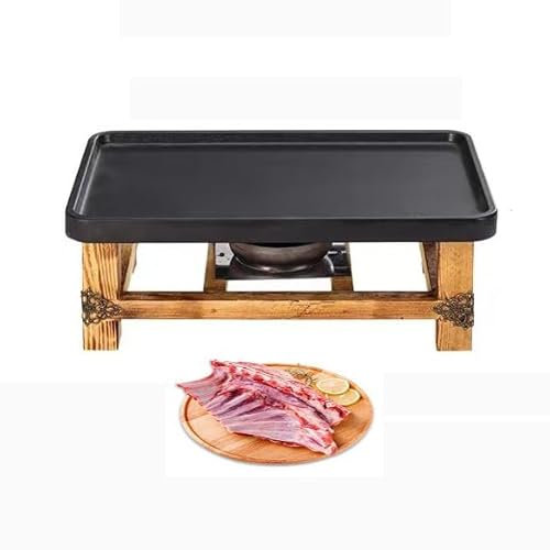 Yiustldd Parrilla de carbón para Barbacoa de Estilo japonés, Estufa de carbón de Cocina Japonesa Rectangular Grande con Base de Madera para Acampar en el Patio Trasero/Cocina al Aire Libre,L
