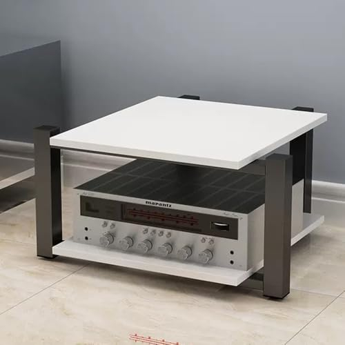ZIUSFAC 4-stöckiges Audio Schrank HiFi Ständer CD-Player Regal Audio-/Video-Rack Eck Ständer Stereo Aufbewahrungsschrank Medienständer Für Wohnzimmer Theater(White,2 Tier)