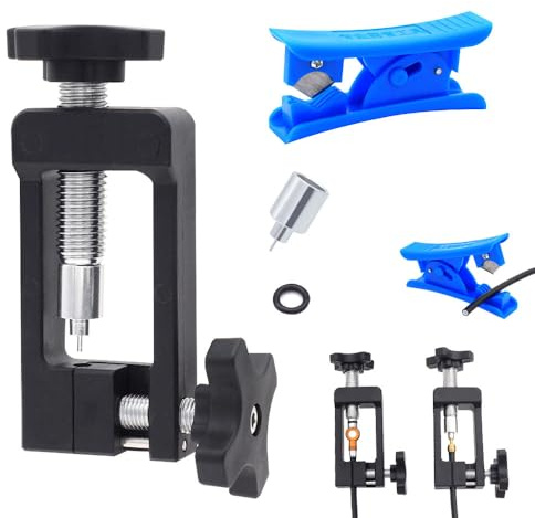 Vmxlso Bicycle Hydraulic Hose Fitting insert Tool, Kit Needle Driver Insertion Tool, Bike oil Tube Tool with Hydraulic Hose Cutter, Bicycle Brake Hose Tool for Bike Road Bicycle Repair