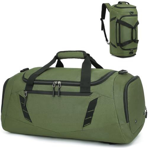 Resväska herr sportväska medium 40 l träningsväska dam med ryggsäck weekend fitnessväska för sport, Grön, 22 Inches