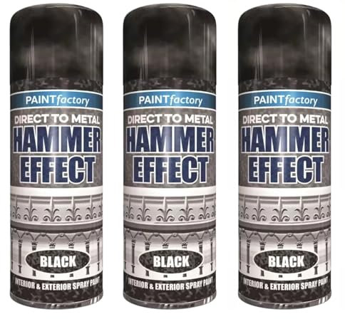 SDMAX Black Hammer Effect Aerosol Spray Paint, Durable And Textured Finish, Long-Lasting, Corrosion Protection, Easy To Use, Portable, Indoor And Outdoor Use, 400ml (3PCS)