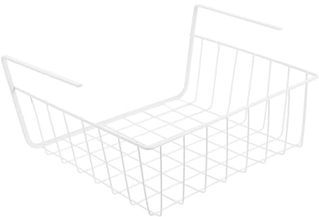 Panier sous Meuble Blanc Petit en Fer Métal pour Rangement la Cuisine | Diviseurs Réglables, Structure sous Panier, Usage Placard et Bureau, Format Compact pour Livres et Chaussures