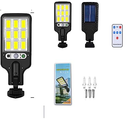 Focos LED Exterior Solares, Farolas solares de 1000W, lámpara Solar for exteriores, 3 modos de luz, Sensor de movimiento impermeable, iluminación de seguridad for jardín, Patio, camino para Jardín, Pa