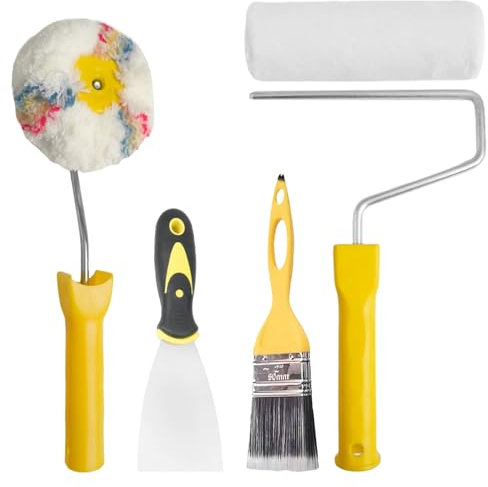 Farbroller Set, Inklusive Eckpinsel, Spaten, Pinsel, Farbroller, Langlebig und Leicht zu Reinigen, Wandfarbe Roller, für Außenwände und Decken (pornografische)
