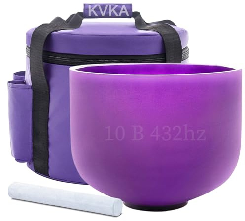 KVKA 25 cm ljudskålar, 432 Hz B note 10 tum lila chakra ljud läkande ljudskål för meditation stressminskning avkoppling med bärväska