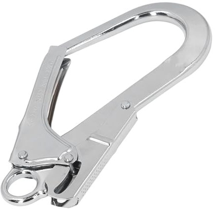 Gancho de Seguridad con Barra de Refuerzo de 22 KN, Acero de Aleación Cromado Forjado, Doble Bloqueo, Gancho de Seguridad para Protección contra Caídas, Mosquetones