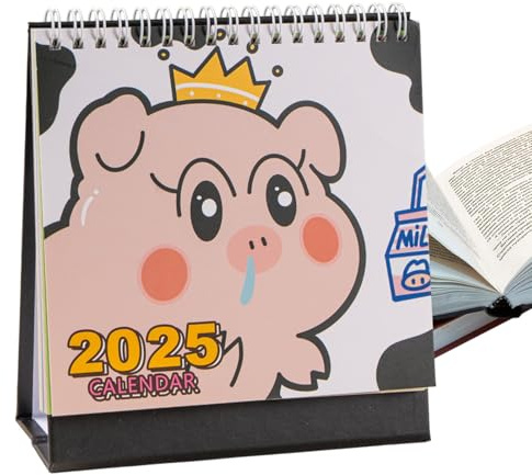 Tecknad bordskalender, skrivbordskalender, veckovis daglig agenda för hantering av – tecknade kalenderböcker 2025. Söta tav kalenderböcker