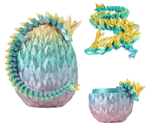 Drago Articolato Rainbow & Uovo di Drago Stampato in 3D - Decorazione per Universo Fantastico/Fidget Toy Idea Regalo Unica Decorazione per la Casa Camera Salotto Bambini Figura Kawaii