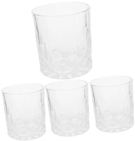 Garneck 4 Piezas Vaso De Whisky Bar Vasos Azules Bebiendo Vasos De Whisky Copas De Vino Cuadradas Cóctel Copas De Brandy Con Tapas y Pajitas De Tequila Vidrio Transparent