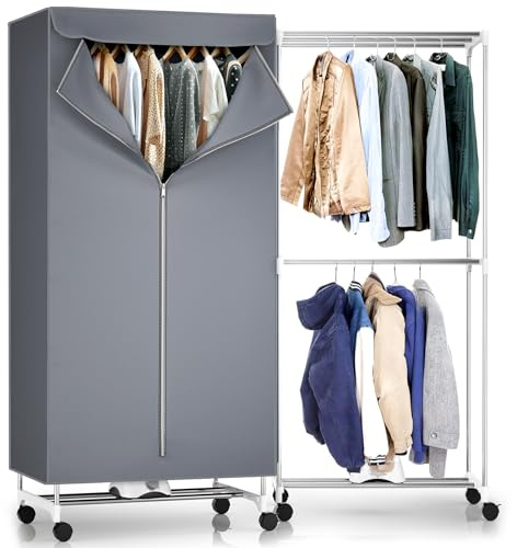 1000W Fast-Drying Heated Clothes Airer - 180 Min Timer, 15KG Capacity, Foldable Stainless Steel Garment Rack with 6 Ventilation Holes & Auto Shut-Off, Indoor/Outdoor Use for Laundry, Bedding