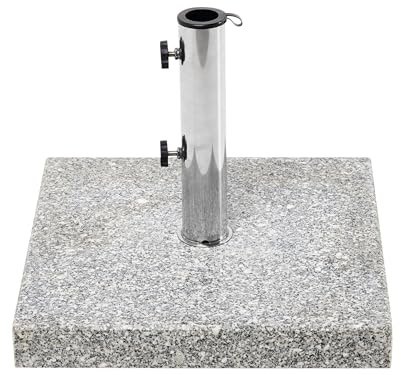 Beliani Stone Outdoor Garden Square Parasol Base Granite Stainless Steel 45 x 45 cm 30 kg Modern Grey Cerzeto