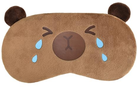 VerteLife Schlafmaske Capybara Augenmasken Cartoon Animal Eyeshade zum Schlafen, weiche Plüsch Augenbinde Neuheit Reise Augenschutz für Damen und Herren (Capybara,Weinen)