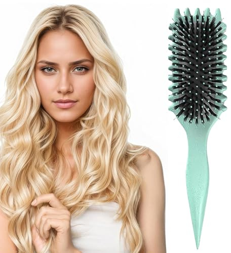 Curl Defining Brush,Definieren Sie Styling-Bürste mit Zangen, Bounce-Bürste Curly Hair Curl Definieren Sie Styling für Frauen und Männer Weniger Ziehen,Reduzieren Sie Ziehen und Trennen (Grün)