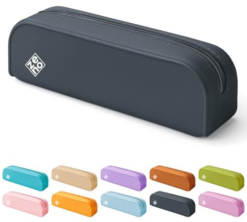 ZENO Astuccio Nero in Silicone – Astuccio Scuola Superiore o Università, Bustina Portapenne Semplice per Ragazzi e Adulti, Astuccio Morbido Aesthetic con 1 Scomparto – Nero - Black Sand
