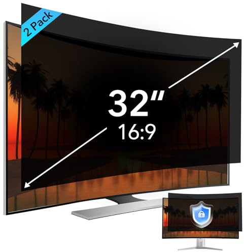 [2 Pack] 32 Inch Computer Privacy Screen for 16:9 Aspect Ratio Widescreen Monitor, Anti Glare Blue Light Eye Protection Curved Computer Monitor Privacy Filter, Anti-Scratch Removable 32in Protector