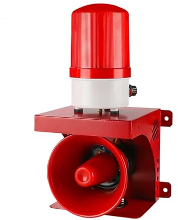 Sirene Alarme Industrielle 120 DB avec Lumière Stroboscopique, Alarme Sonore et Lumineuse avec Haut-Parleur Puissant