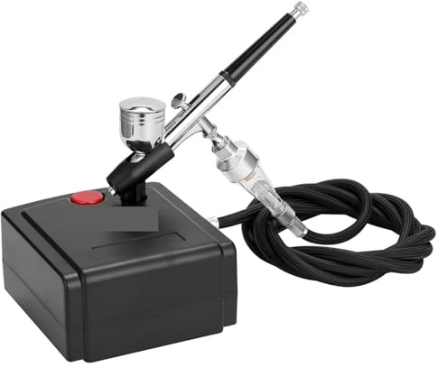 Kit de compresor de aerógrafo, pistola pulverizadora de pintura con bomba, caudal de aire de 13 l/min, presión de trabajo ajustable, for pintar pasteles, modelismo, pulverización