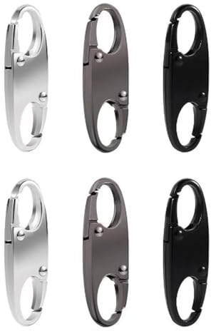 6-Pack Anti-Theft Zipper Clips - S-Shaped Carabiner Locks with Mini Snap Hooks for Backpacks, Travel, Camping, Outdoor Sports(Black/Silver/Gray)