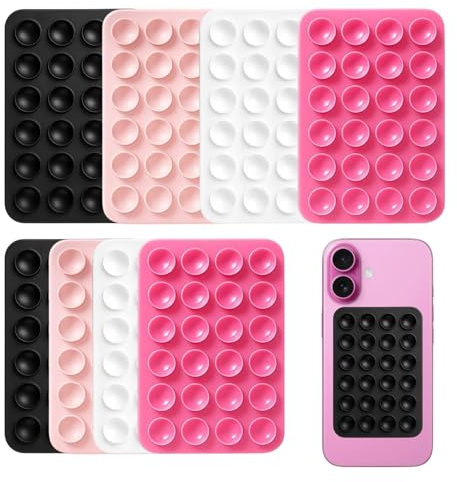 8 Stück Saugnapf Handy, Handy Kleber Rückseite Saugnapf, Handy Saugnapf Halterung, Handy Zubehör, Für Handy, Stromversorgung, Selfies Und Videos, Für alle Modelle (Schwarz, rosa, weiß, rosenrot)