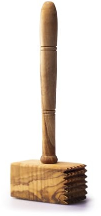 Generico Martillo de cocina de madera de olivo, de doble cara, herramienta para filete, diseño ergonómico, pieza única en bruto, 23 x 9 x 4 cm