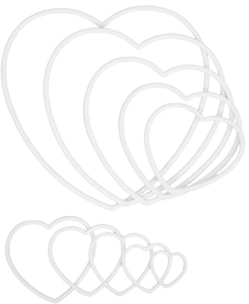 CONGARTENO Lot de 10 Cercles À Pâtisserie en Plastique en Forme De Cœur pour La Création D'Attrape-Rêves Cerceaux Ronds en Plastique Petits Et Grands avec Perles en Forme De Cœur pour