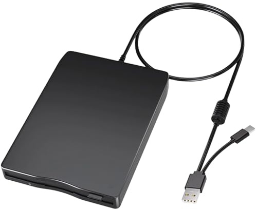 Unidad de disquete externa USB FDD 1,44 MB/2 HD 3,5 pulgadas, USB C, delgada, portátil, plug and play para portátiles con Windows 11/10/7/8/XP (negro)