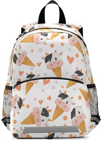 OWFKAY Mochila para niños pequeños, con diseño de vaca lechera, helado, para guardería, mochila escolar para niños y niñas, pequeña