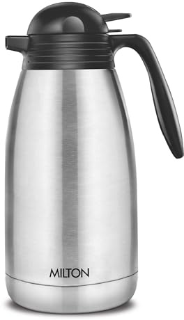 Milton Insulated Jug Coffee Carafe 68 oz Thermosteel Water Coffee,Tea Flask- Double Wall Vacuum Insulated, 304 Stainless Steel Hot Beverage Dispenser-Thermal Carafe AirPot Silver (2000 ml)