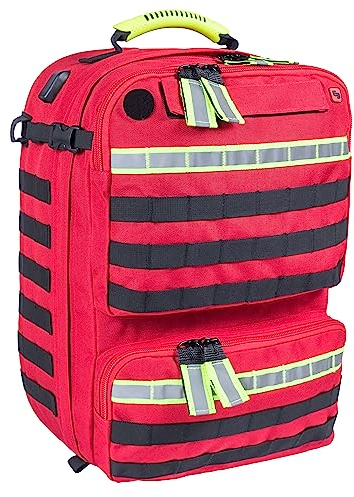 EB PARAMED'S Notfallrucksack | rot | Erste Hilfe | professionelle Notfallversorgung | individuell erweiterbar | Modultaschen | Ampullarium | atmungsaktive Rückenpolsterung