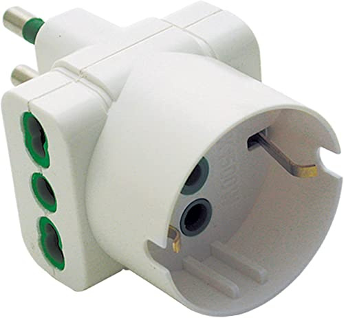 Dreifach-Adapter Stecker: 2 x 2P + T 16 A Bypass 1 x 2P + T Schuko. Stecker: 2P + T 16 A
