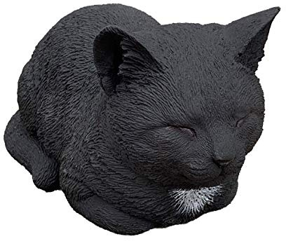stoneandstyle Steinfigur Katze ruhend schwarz frostfest wetterfest Steinguss