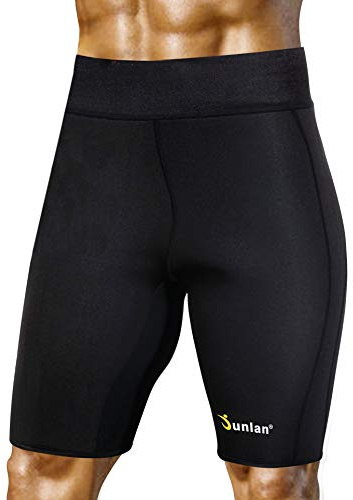 Junlan Sweat Shorts for Men Sauna Suit Mens Body Shaper Sweat Sauna Neoprene Shorts(Black, X-Large)
