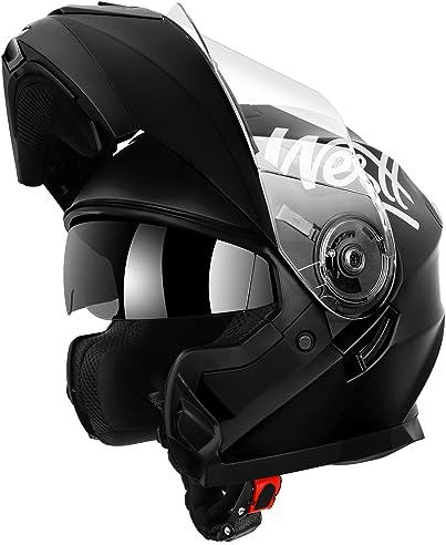Westt Casco Moto Hombre Integral - ECE 22.06 Casco Moto Modular Casco Integral - Casco Motocross Doble Visera Vasco Enduro Moto Trail Negro S (55-56cm)