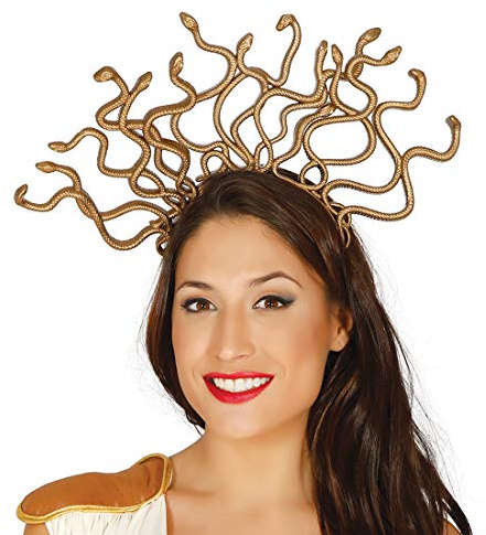 NET TOYS Medusa-Kopfschmuck mit Schlangen | Gold | Außergewöhnliches Damen-Kostüm-Zubehör Schlangenkönigin | EIN Blickfang für Fasching & Karneval