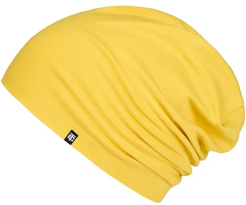Enter the Complex® Lätt jerseymössa, damer och herrar, slouch-beanie av bomull, elastisk, GUL, S/M