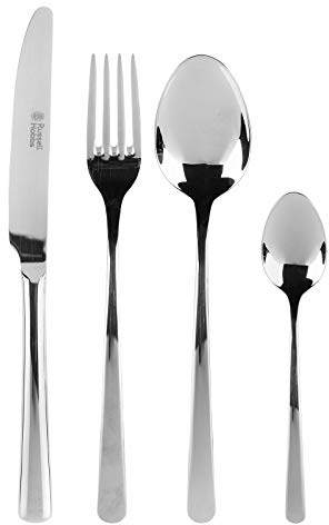 Russell Hobbs COMBO-2151 Vienna 48 Piece Cutlery Set - Stainless Steel Silverware, Service for 12, Tableware with Forks, Knives, Tablespoons and Teaspoons, Dishwasher Safe Flatware, Mirror Polished