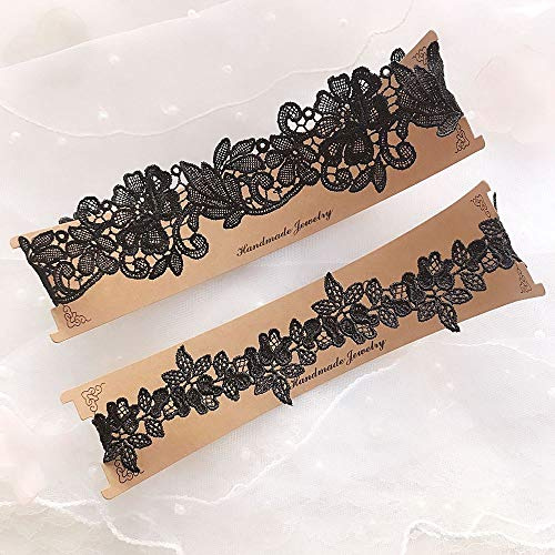 MoonyLI Mujeres Niñas Encaje Medias Conjunto De Novia Pierna Anillo Correa De Boda Liga De Boda Accesorios De Boda Adecuado para Boda 1 Par, Negro , medium