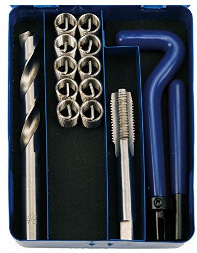 BGS Kit Filets Rapportés M12 x 1.25 Type Helicoil en Acier Inox - 10 Pièces avec Foret, Taraud et Outils de Pose