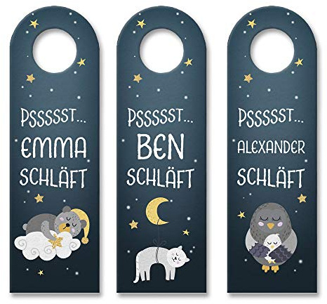trendaffe - Baby schläft Türhänger - personalisiert mit dem Namen deines Lieblings - cooler Türhänger passende weitere Begriffe dazu: Baby Babybett Kinderzimmer schlafen Traum träumen Eltern