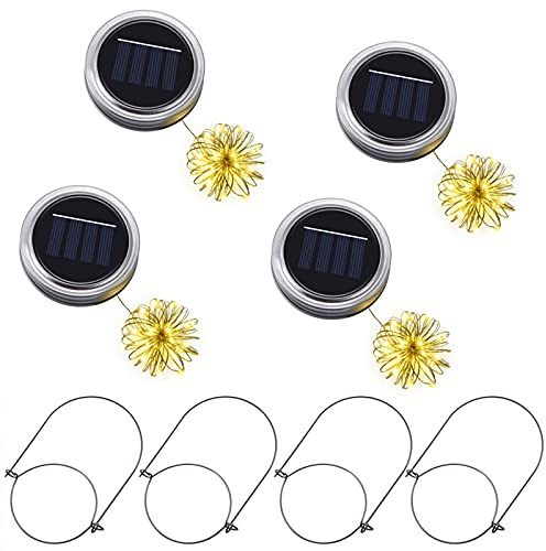 Ymenow Solarlampen für Außen Hängend, 4 Stück 3M 30LED Solarglas Solarleuchten Ersatzteile Solar Lichterkette Aussen Lampions Außen Wetterfest für Garten Baum Balkon Deko, Keine Einmachgläser