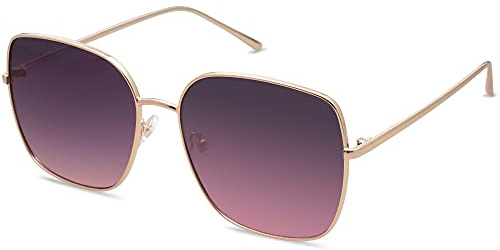 SOJOS Gafas de sol con montura metálica cuadrada y elegante para mujer y hombre, lentes planas de espejo, gafas de sol con protección UV SJ1146