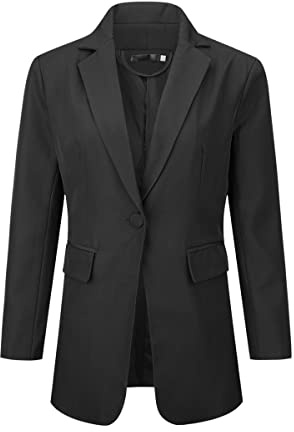 YUNCLOS Fritidsjackor för kvinnor långärmad arbete kontor blazer elegant affärsdräkt jacka, Svart, XS