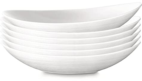 Bormioli Rocco Prometeo 9 Soup and Pasta Plates Opal Glass Dinnerware, White, Set of 6