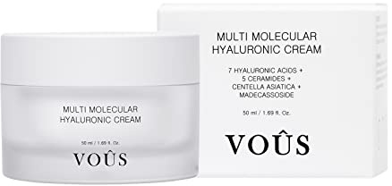Crème Hyaluronique Multi Moléculaire 7 fois | crème de jour | 50ml | + 5 céramides |+ Centella Asiatica | + Madécassoside | Anti-âge | hydratant végétalien, propre et naturel