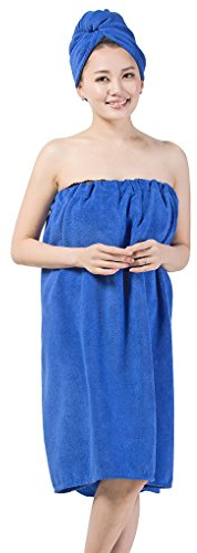 YJZQ Damen Saunakilt mit Haartuch Haartuch Set Saunatuch Bademantel Saunakilt mit Klettverschluss und Gummizug für Spa Dusche Baden
