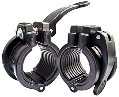 Barbell Clamps 1 Inch or 2inch - 2 PCS Adjustable Barbell Clips Quick Release Locking Weight Clips Olympic Barbell Collars (Black 1.8-2inch)