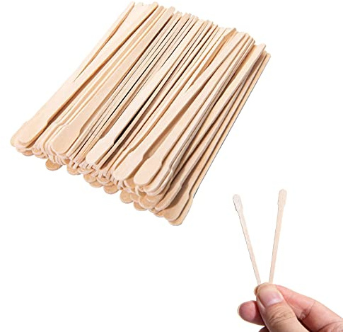 Gunwon Lot de 100 petites spatules de cire en bois, applicateurs d'épilation à sourcils, bâtons de cire à sourcils, mini spatules d'épilation pour le visage et petits bâtons d'épilation (88 mm)