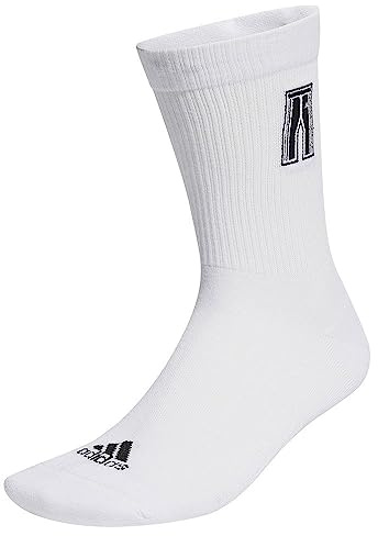 adidas Unisex Track Suit Embroidered Socks, White/Black, 8.5-10