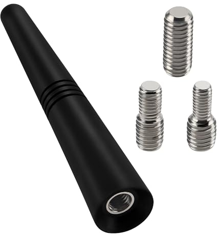 VooGenzek 9.2cm Mini Antenne Voiture Courte, FM/AM Tige d'antenne de Voiture, Mini Antenne de Voiture Universelle, avec 3 Vis M4/M5/M6, pour la Réception Radio FM/AM