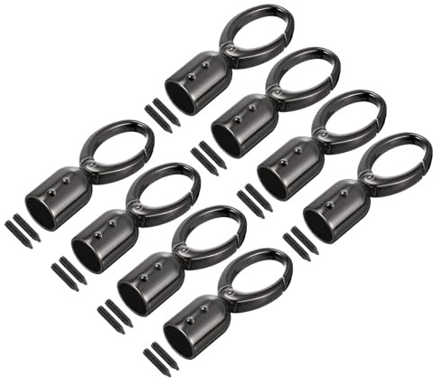 QUARKZMAN 8 Stück Kordel Endkappen Schmuck 15mm/0,6 Kordelenden Quetschperlen Trommel Perlen Schnur mit Schrauben Seilendkappe Quasten Kappen für Tassel Schmuckherstellung Tasche Schwarz